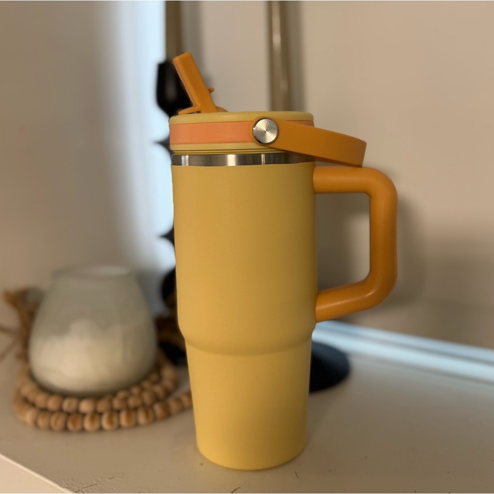 Stainless Steel Tumbler with Handle & Straw